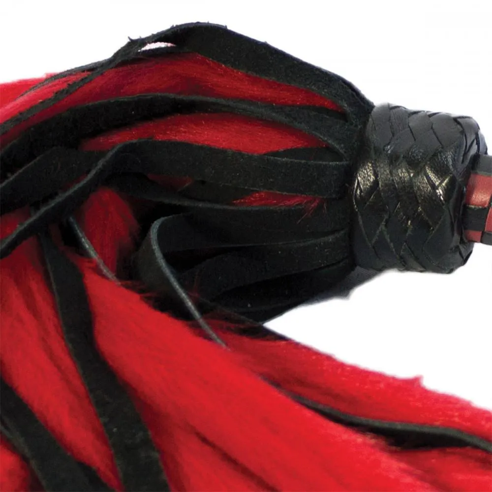 Ruff-Lust In Leather Suede and Fluff MINI Flogger - 18" - Red/Black