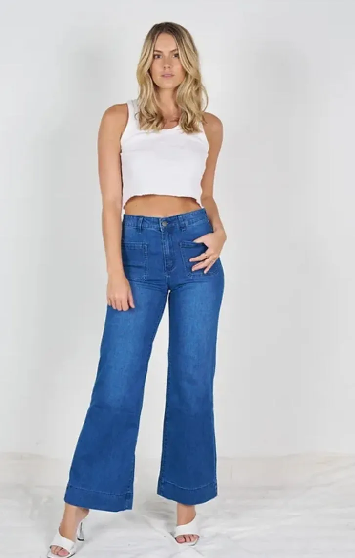 Sage Wide Leg Jean Mid Blue