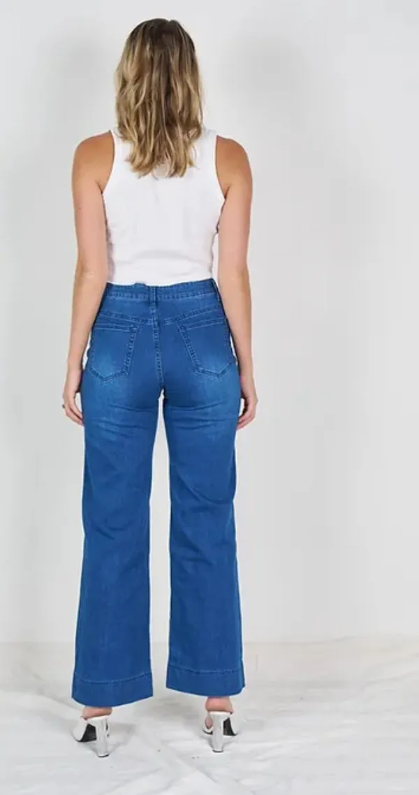 Sage Wide Leg Jean Mid Blue