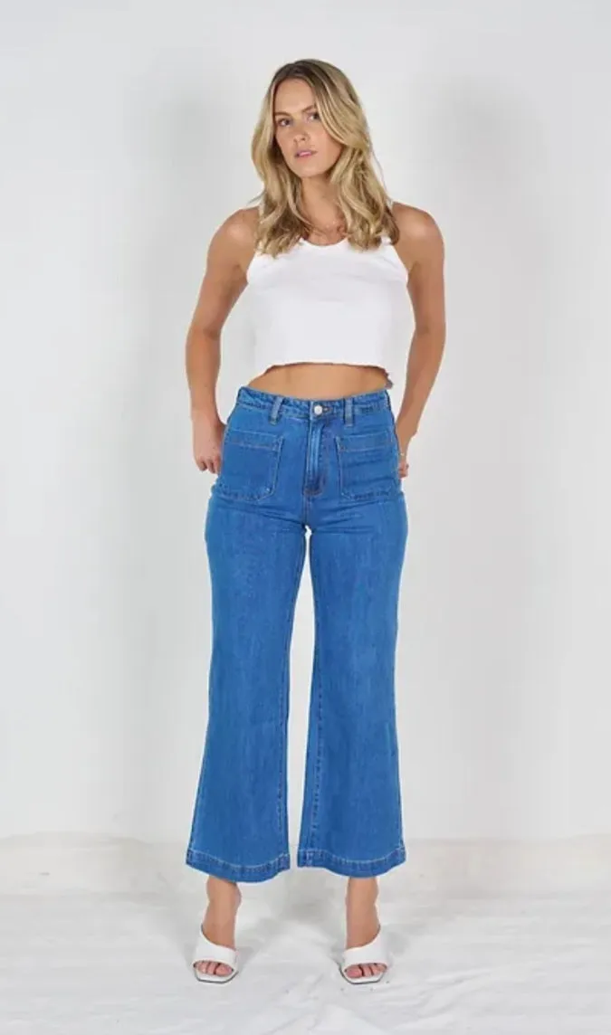 Sage Wide Leg Jean Mid Blue