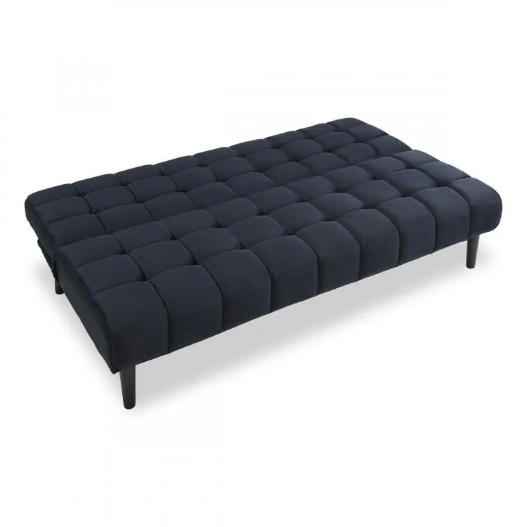 SARANTINO FAUX SUEDE FABRIC SOFA BED FURNITURE LOUNGE SEAT BLACK