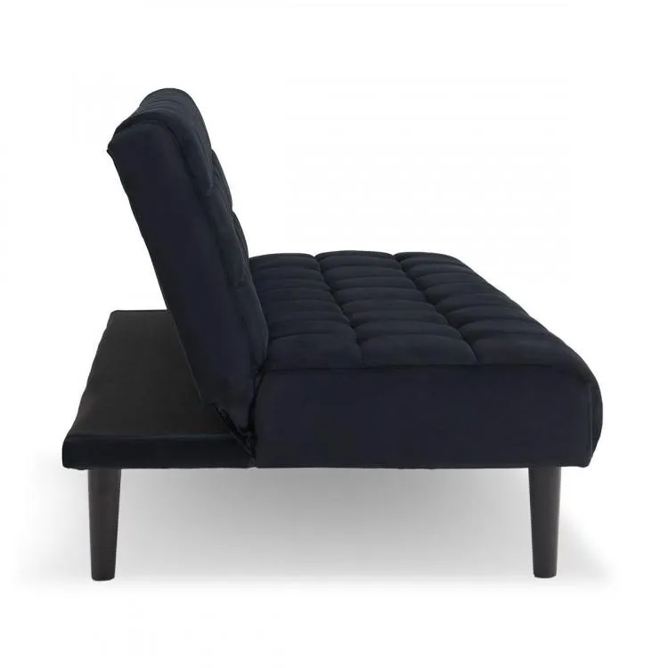 SARANTINO FAUX SUEDE FABRIC SOFA BED FURNITURE LOUNGE SEAT BLACK