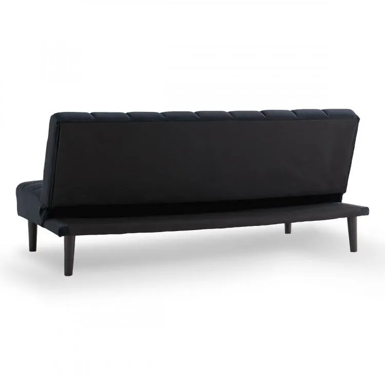 SARANTINO FAUX SUEDE FABRIC SOFA BED FURNITURE LOUNGE SEAT BLACK