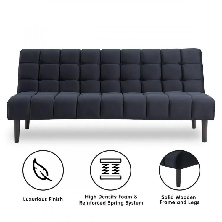 SARANTINO FAUX SUEDE FABRIC SOFA BED FURNITURE LOUNGE SEAT BLACK