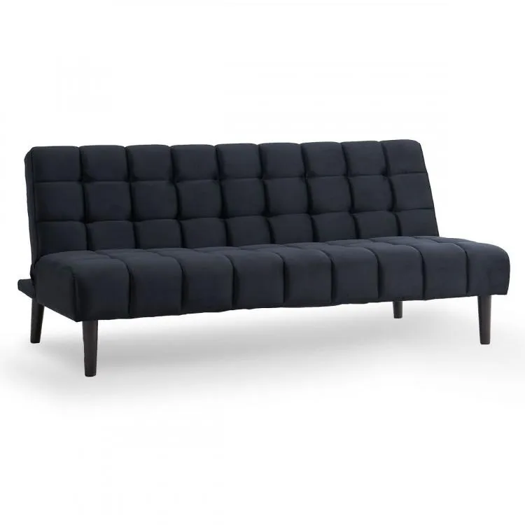SARANTINO FAUX SUEDE FABRIC SOFA BED FURNITURE LOUNGE SEAT BLACK