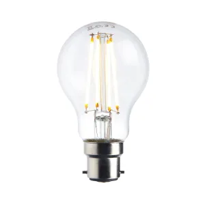 Saxby 76800 B22 LED filament GLS dimmable 8W Clear glass & bright nickel plate 8W LED B22 Warm White