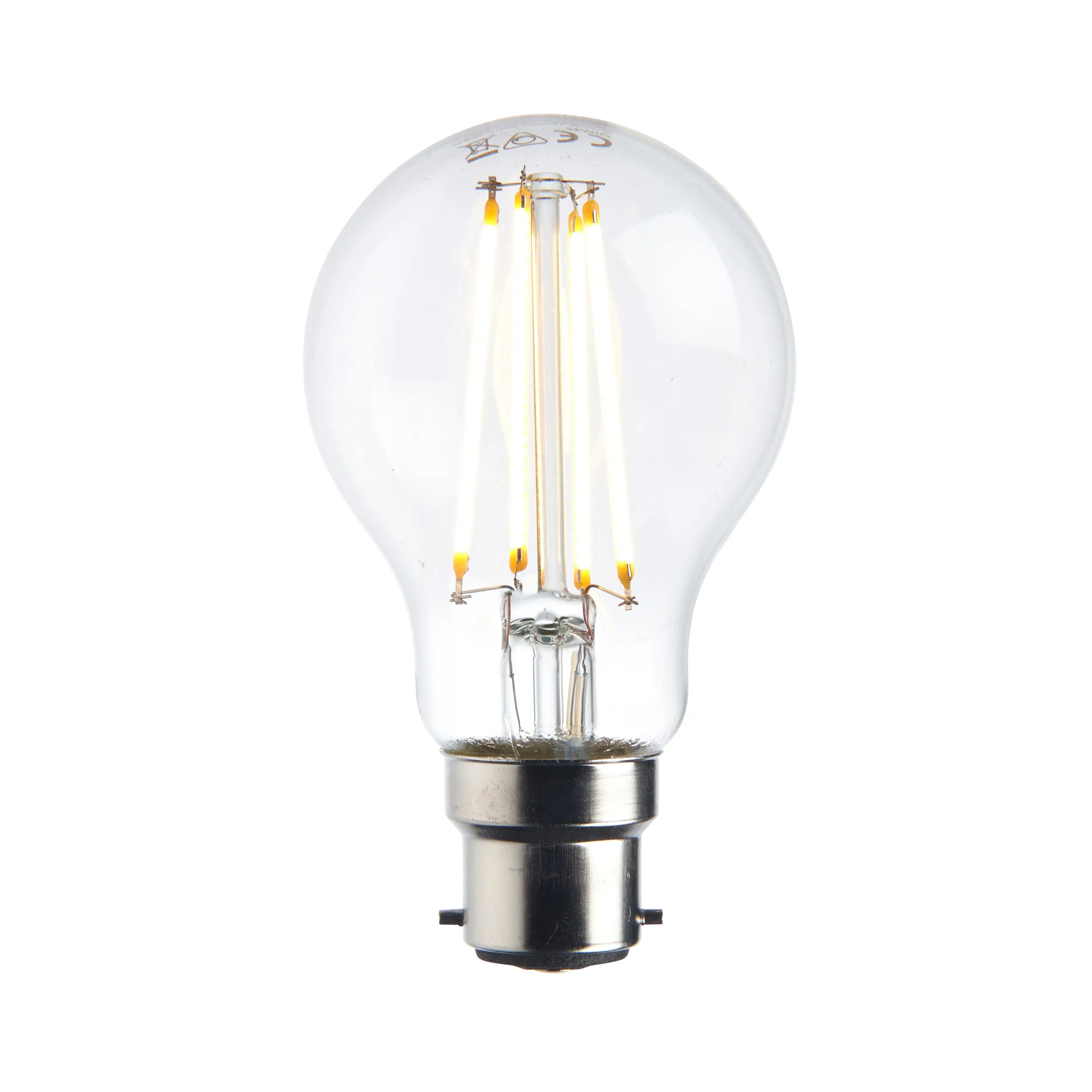 Saxby 76800 B22 LED filament GLS dimmable 8W Clear glass & bright nickel plate 8W LED B22 Warm White