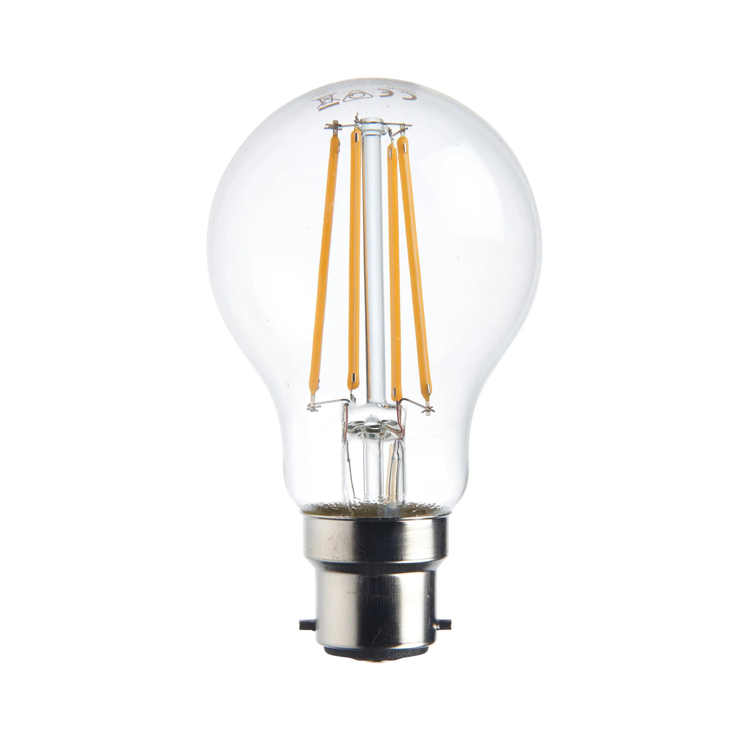 Saxby 76800 B22 LED filament GLS dimmable 8W Clear glass & bright nickel plate 8W LED B22 Warm White