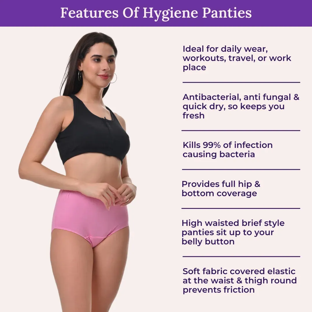 Senior Women Hygiene Underwear | High Waist | Brief Fit | Prevents UTIs | Pack Of 2