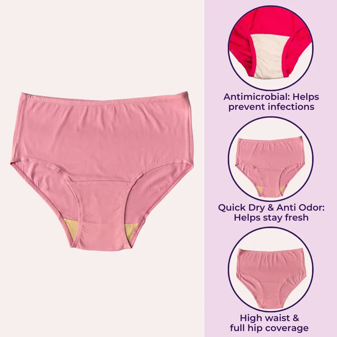 Senior Women Hygiene Underwear | High Waist | Brief Fit | Prevents UTIs | Pack Of 2