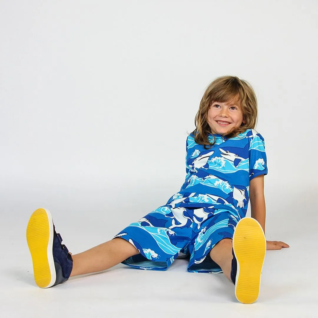Sharks Short Sleeve Shirt in Brilliant Blue - 1 Left Size 2-3 years