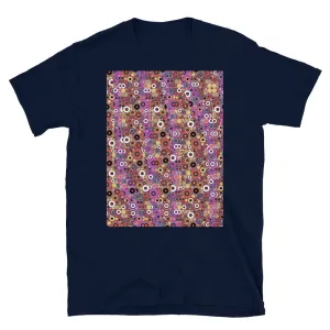 Short-Sleeve Unisex T-Shirt | Orange Pink Patterned | Mid Century Circles