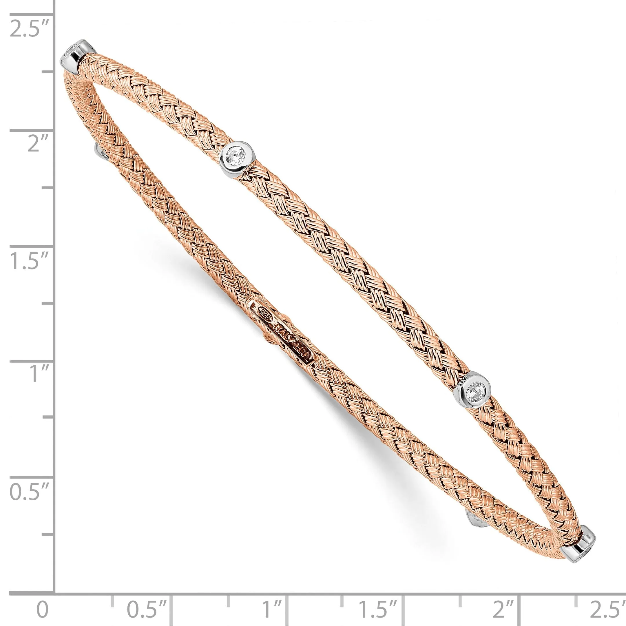 Silver Rose Gold-plated C.Z Polished Bangle