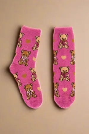 Sock Candy Teddy Bear Fuzzy Crew Sock
