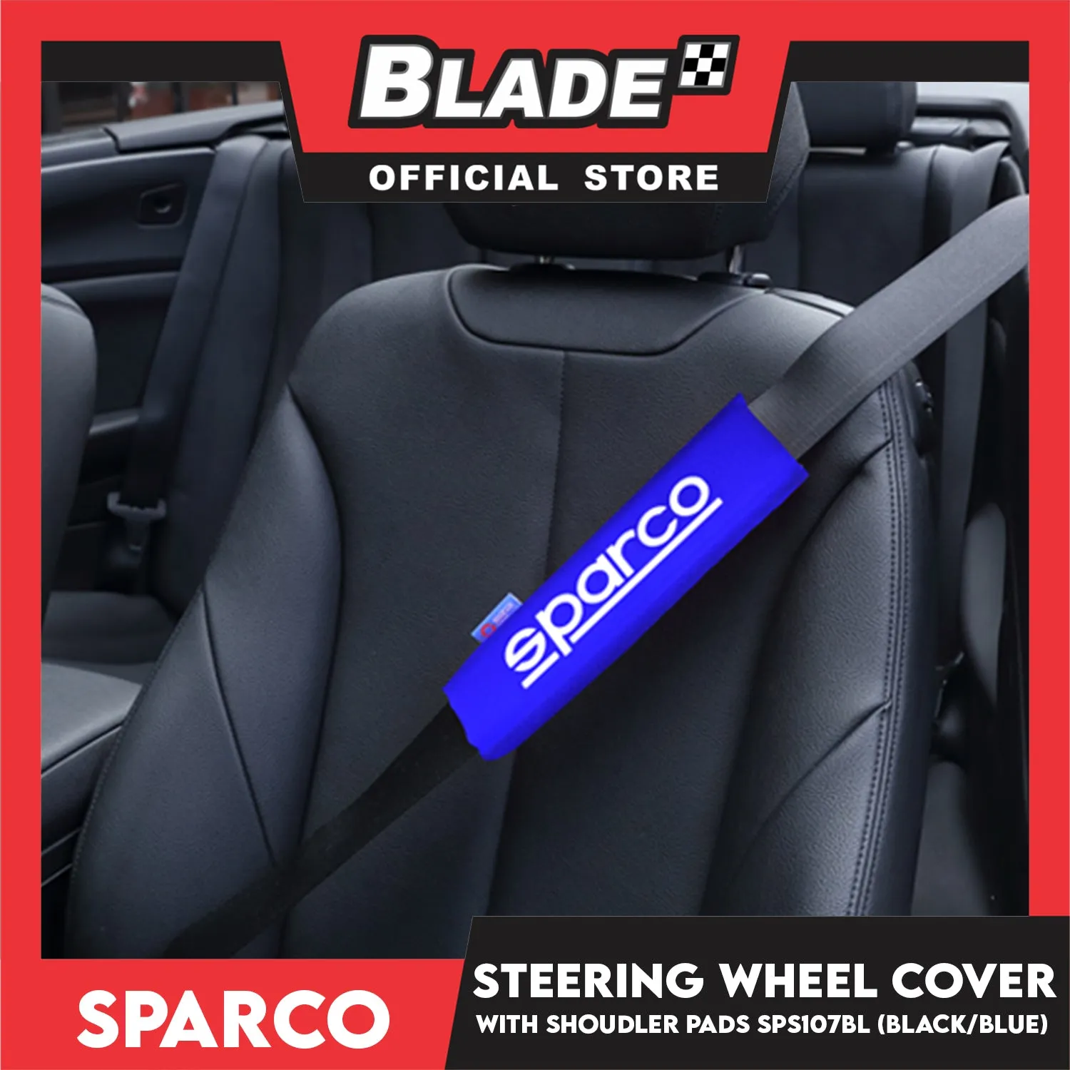 Sparco Steering Wheel Cover And Shoulder Pads (Black And Blue) SPS107BL