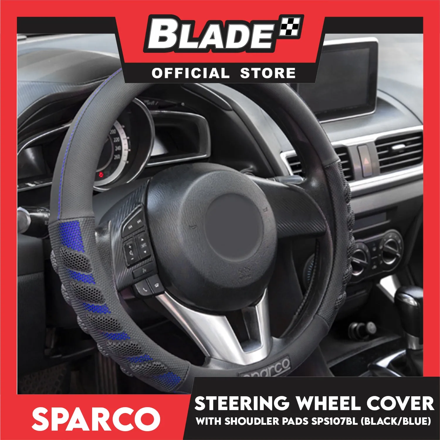 Sparco Steering Wheel Cover And Shoulder Pads (Black And Blue) SPS107BL
