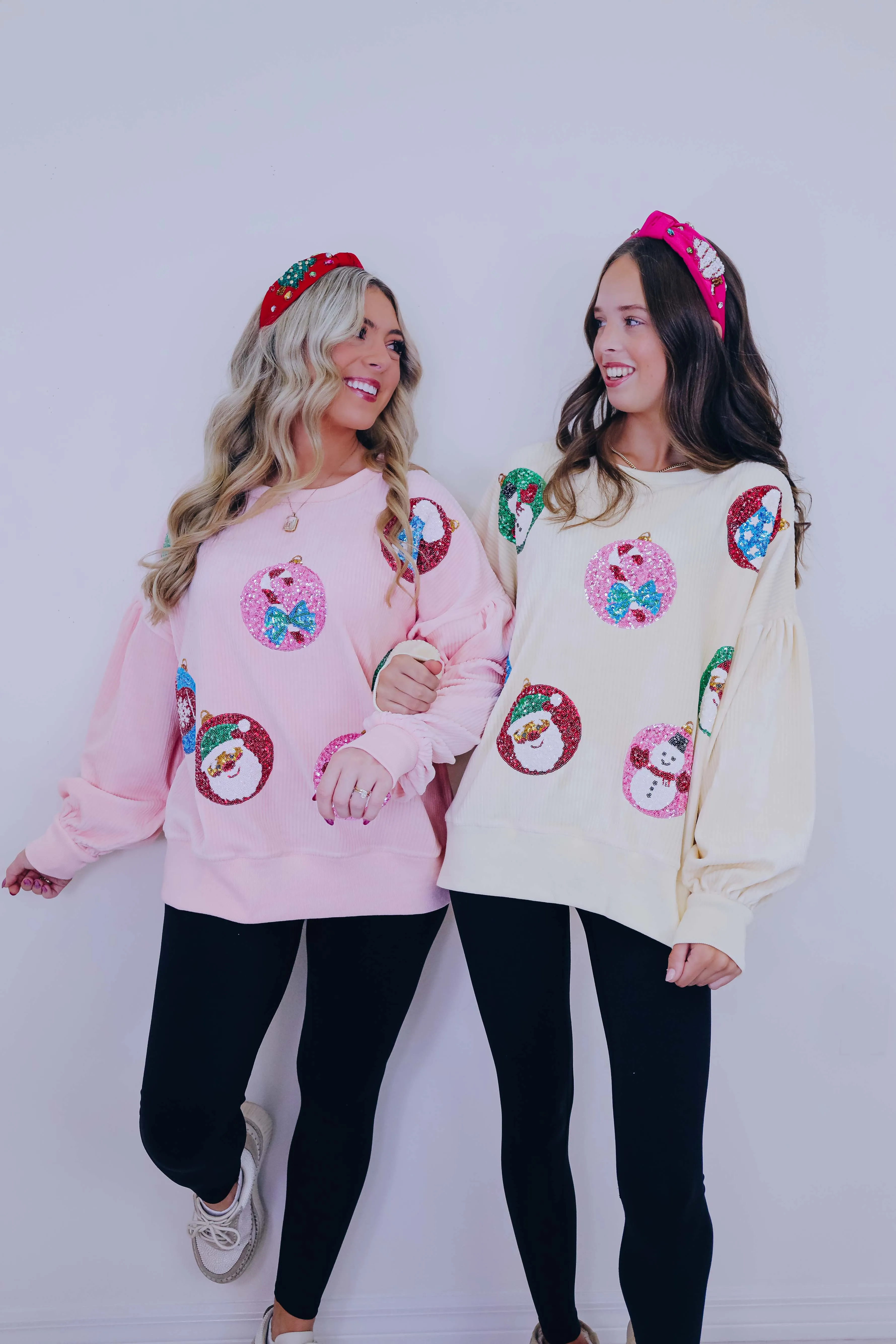 Sparkly Holiday Sequin Patch Corduroy Top - 2 Colors