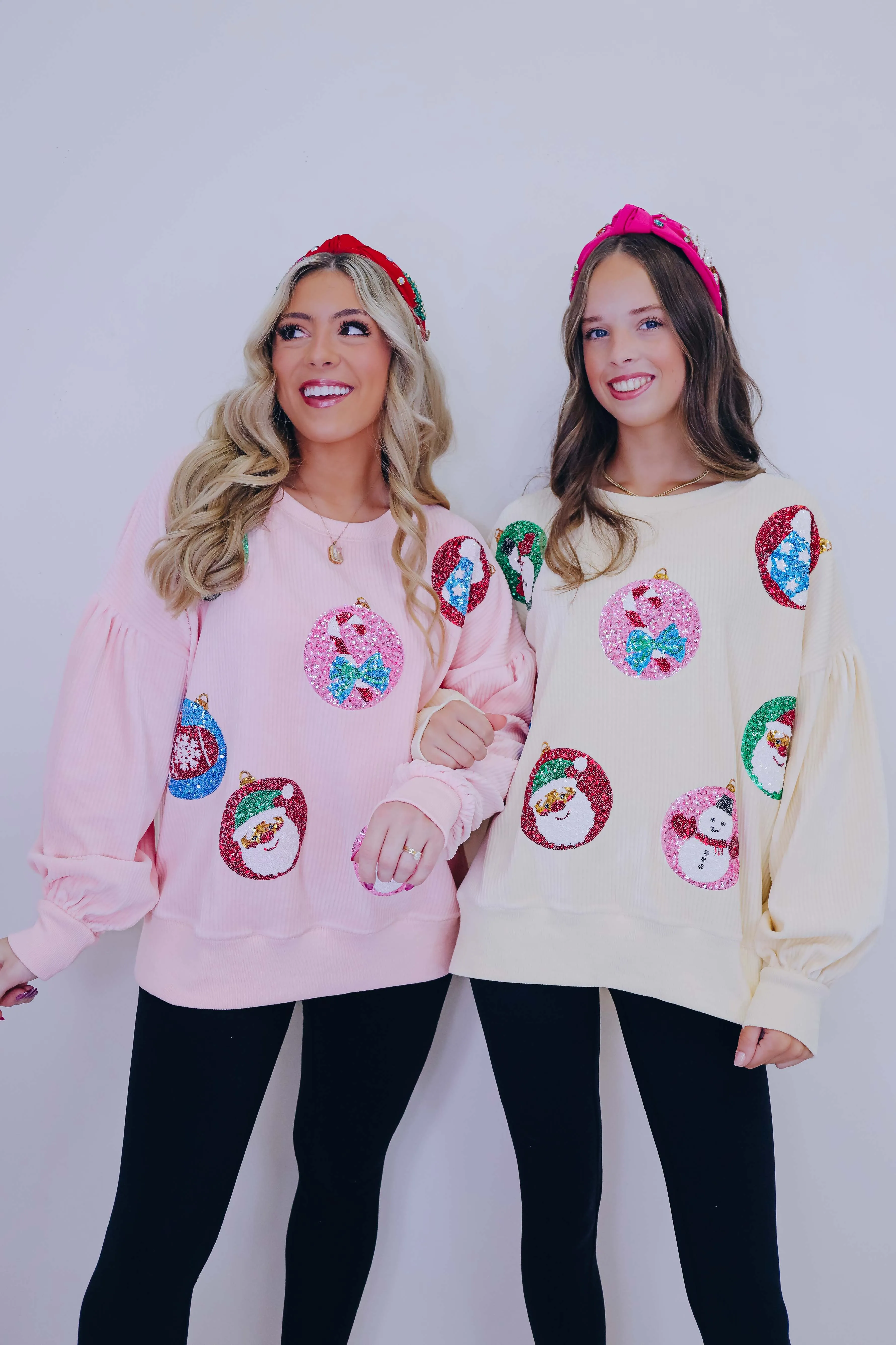 Sparkly Holiday Sequin Patch Corduroy Top - 2 Colors