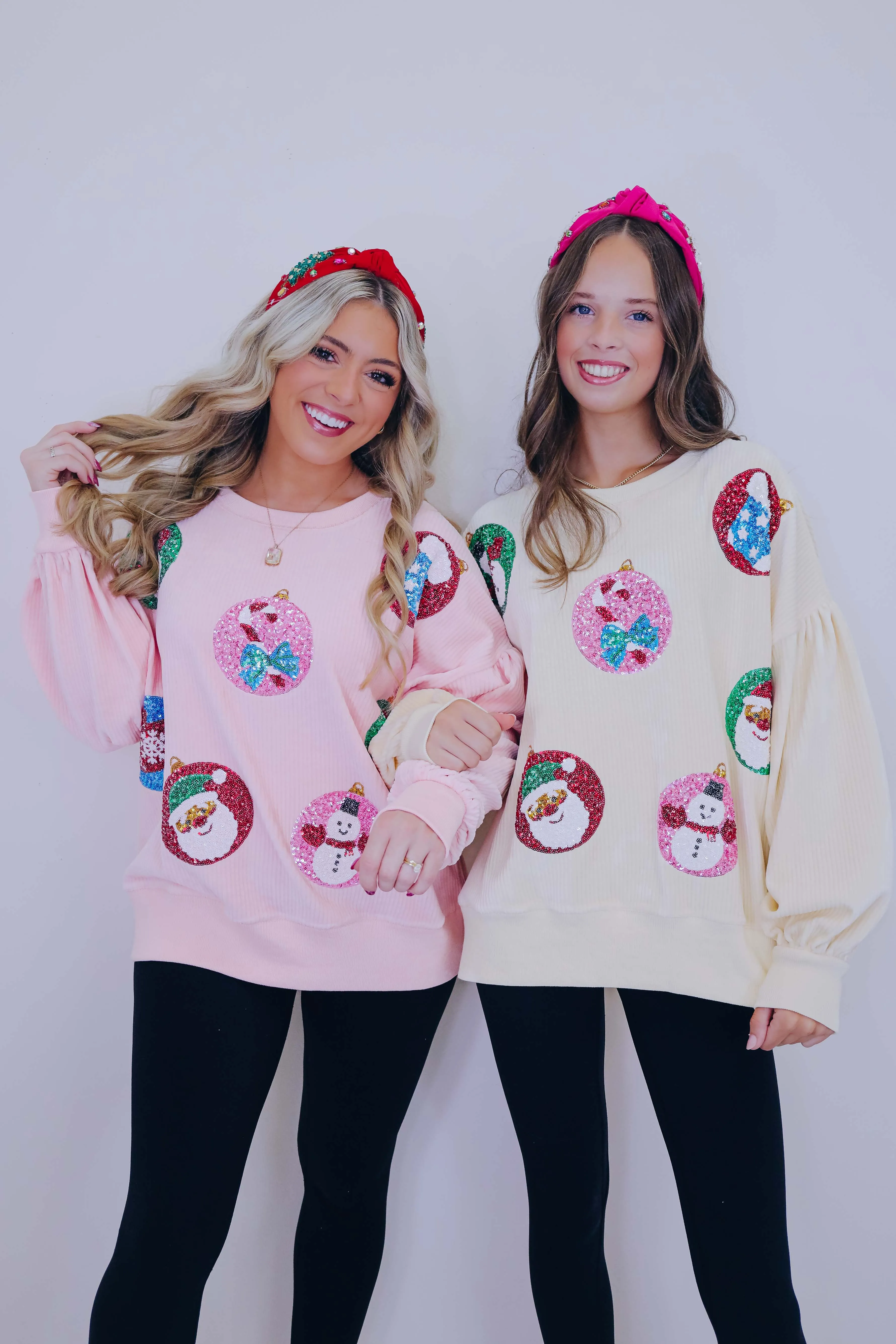 Sparkly Holiday Sequin Patch Corduroy Top - 2 Colors