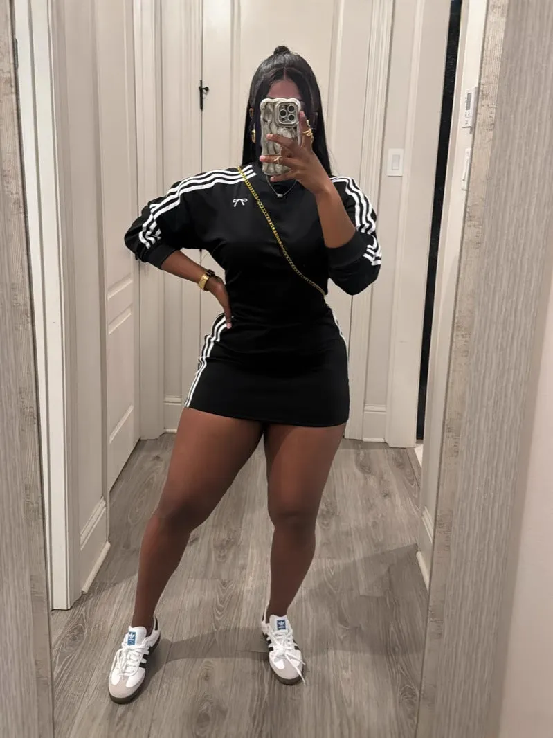 Sporty Chic Solid Long Sleeve Top and Skirt Two-Piece Set