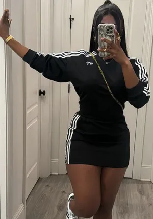 Sporty Chic Solid Long Sleeve Top and Skirt Two-Piece Set