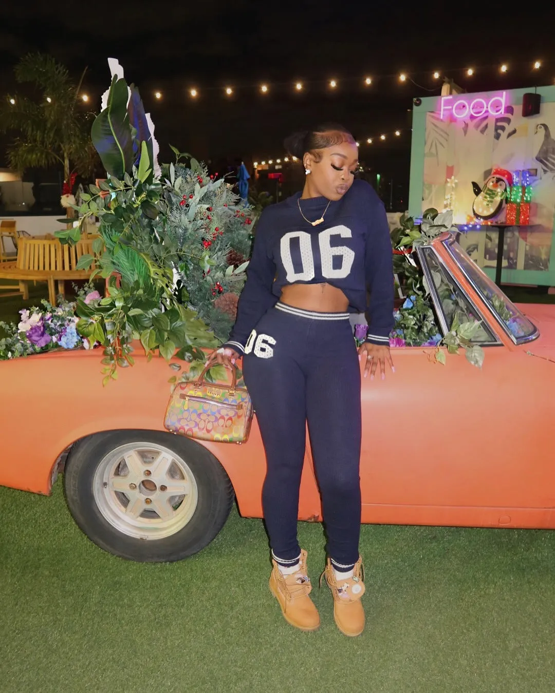 Sporty Letter Print Long Sleeve Sweater and Fitted Pants Two-Piece Set