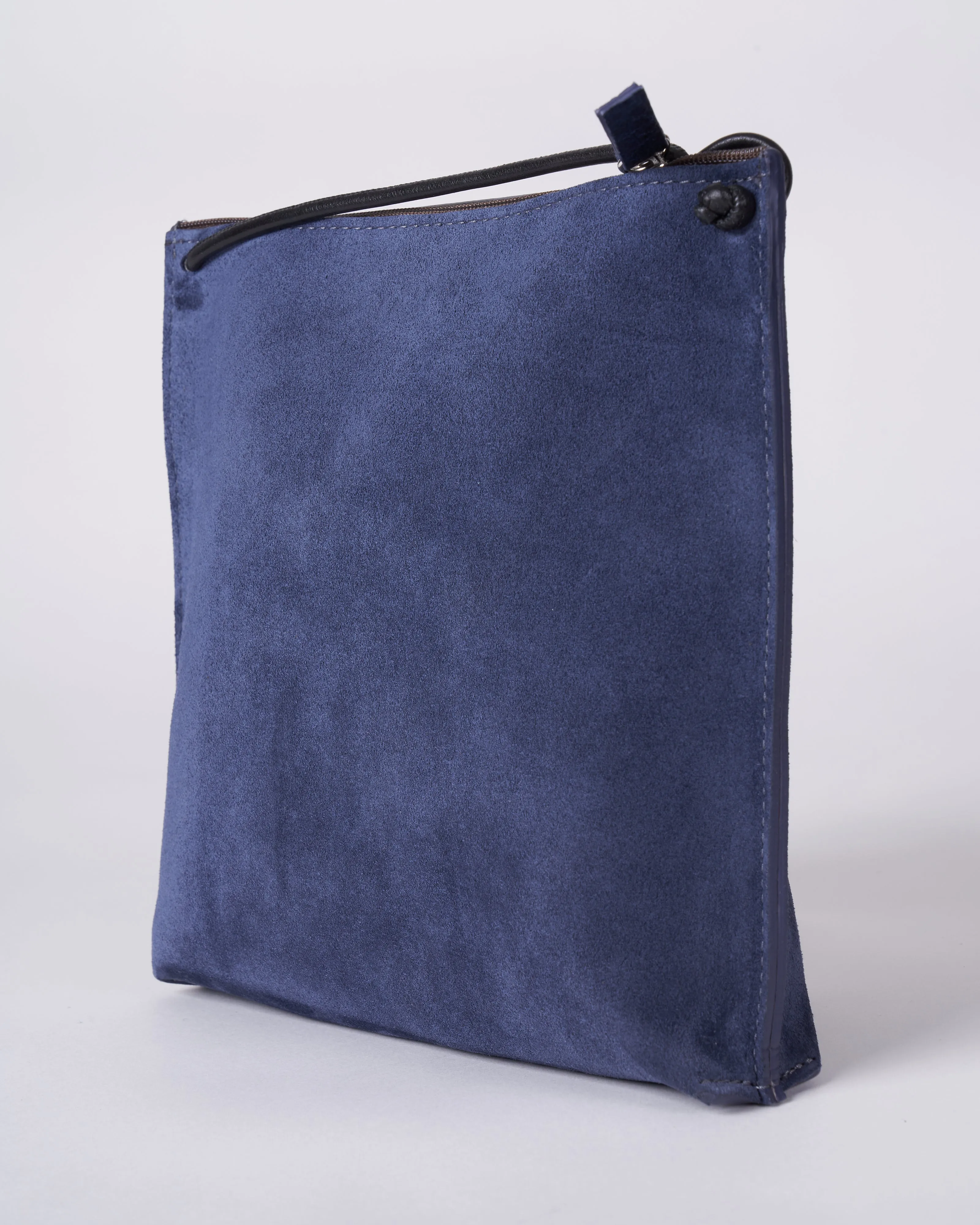 strappy pouch - indigo suede
