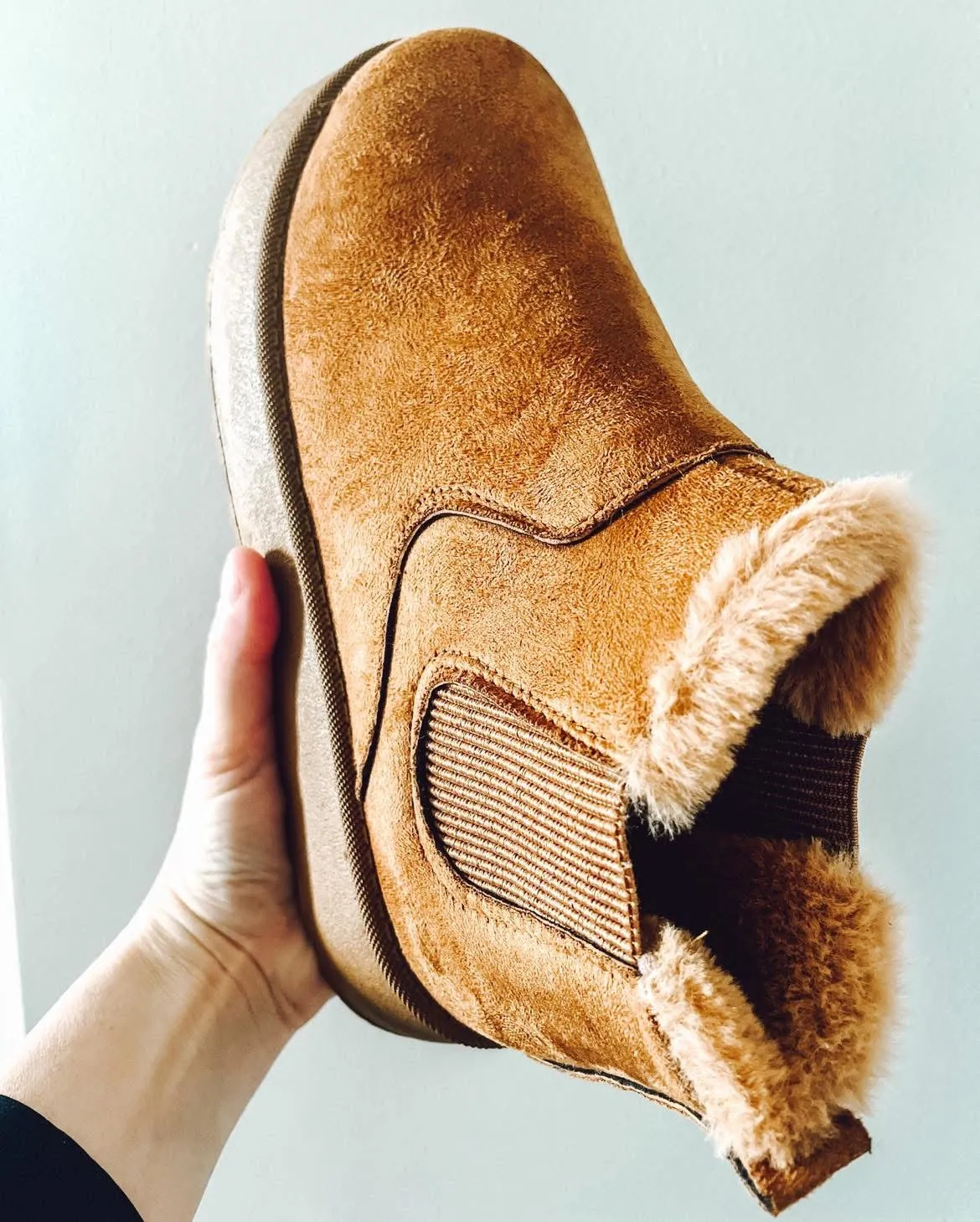 Suede Faux Fur Lined Booties