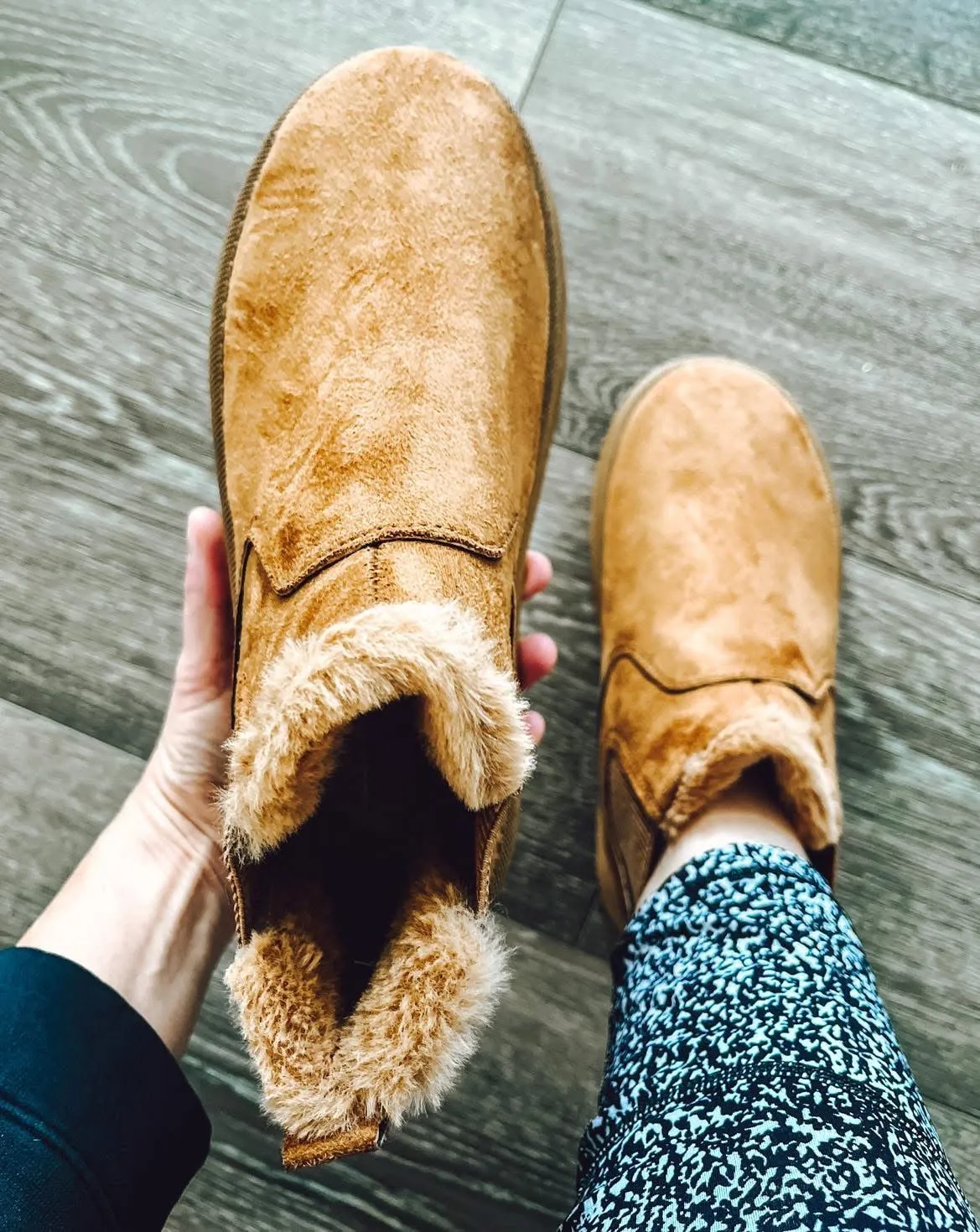 Suede Faux Fur Lined Booties