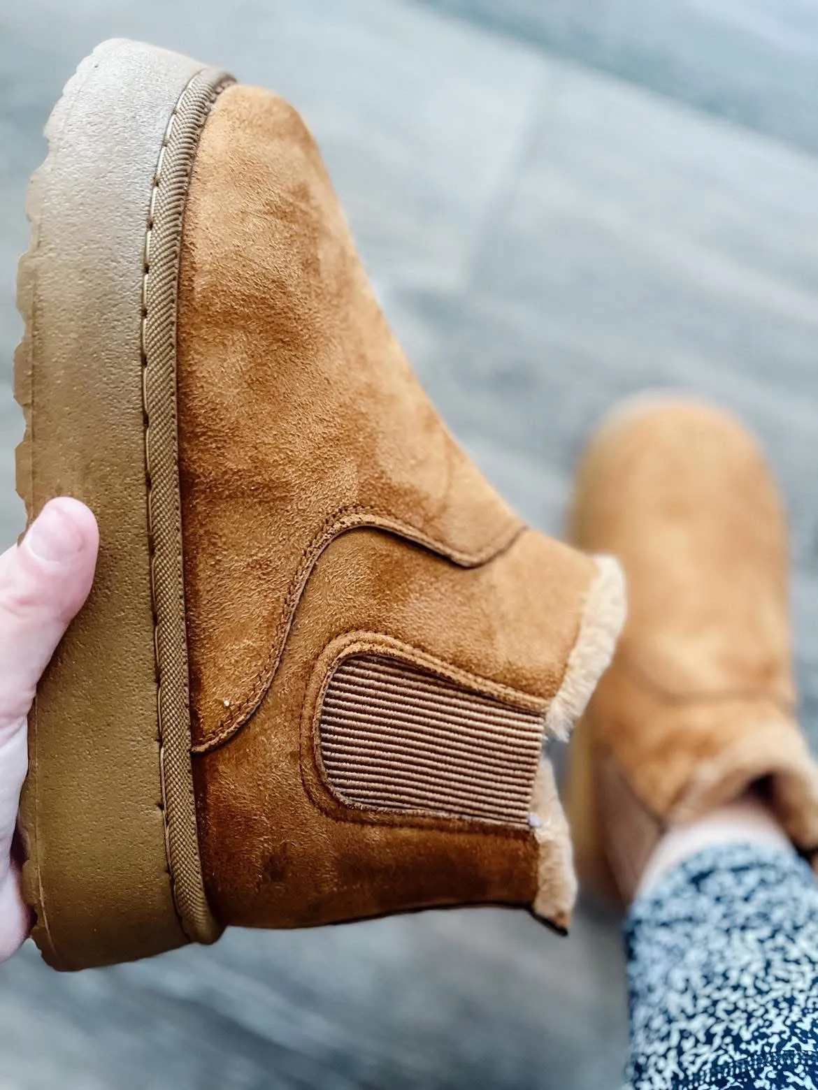 Suede Faux Fur Lined Booties
