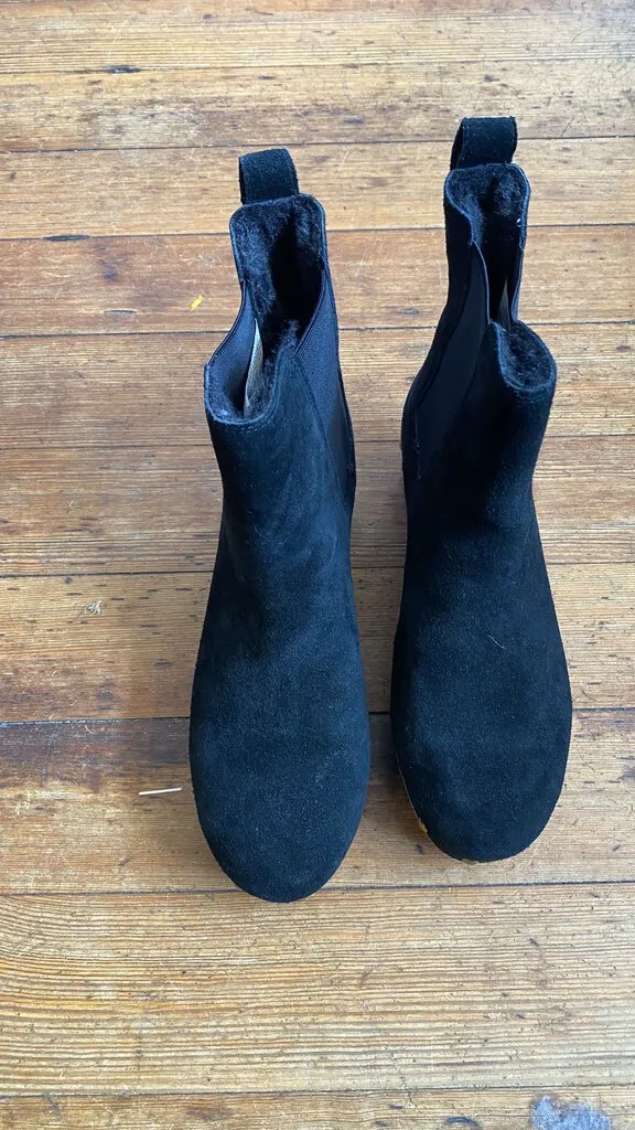 Suede Shearling Clog Booties