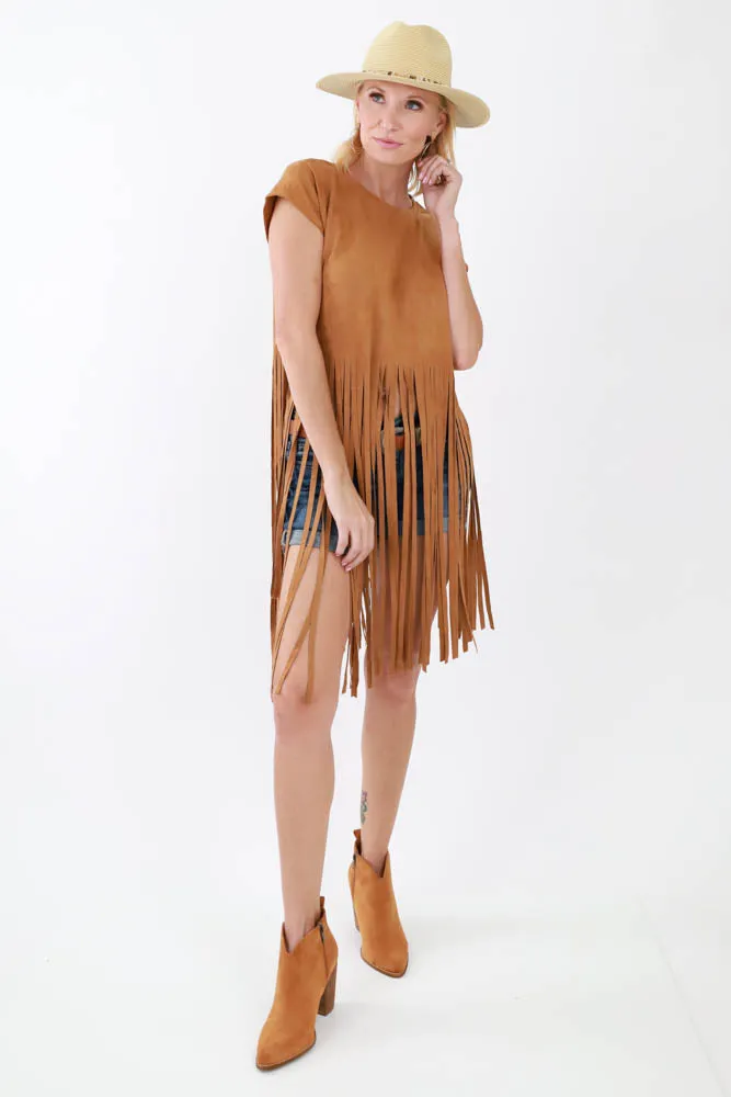 Suede Western Booties - Camel