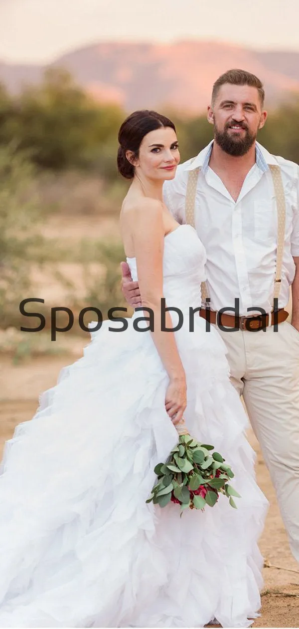 Sweatheat Tulle Rustic Illusion Chic Country Beach Long Wedding Dresses WD0556