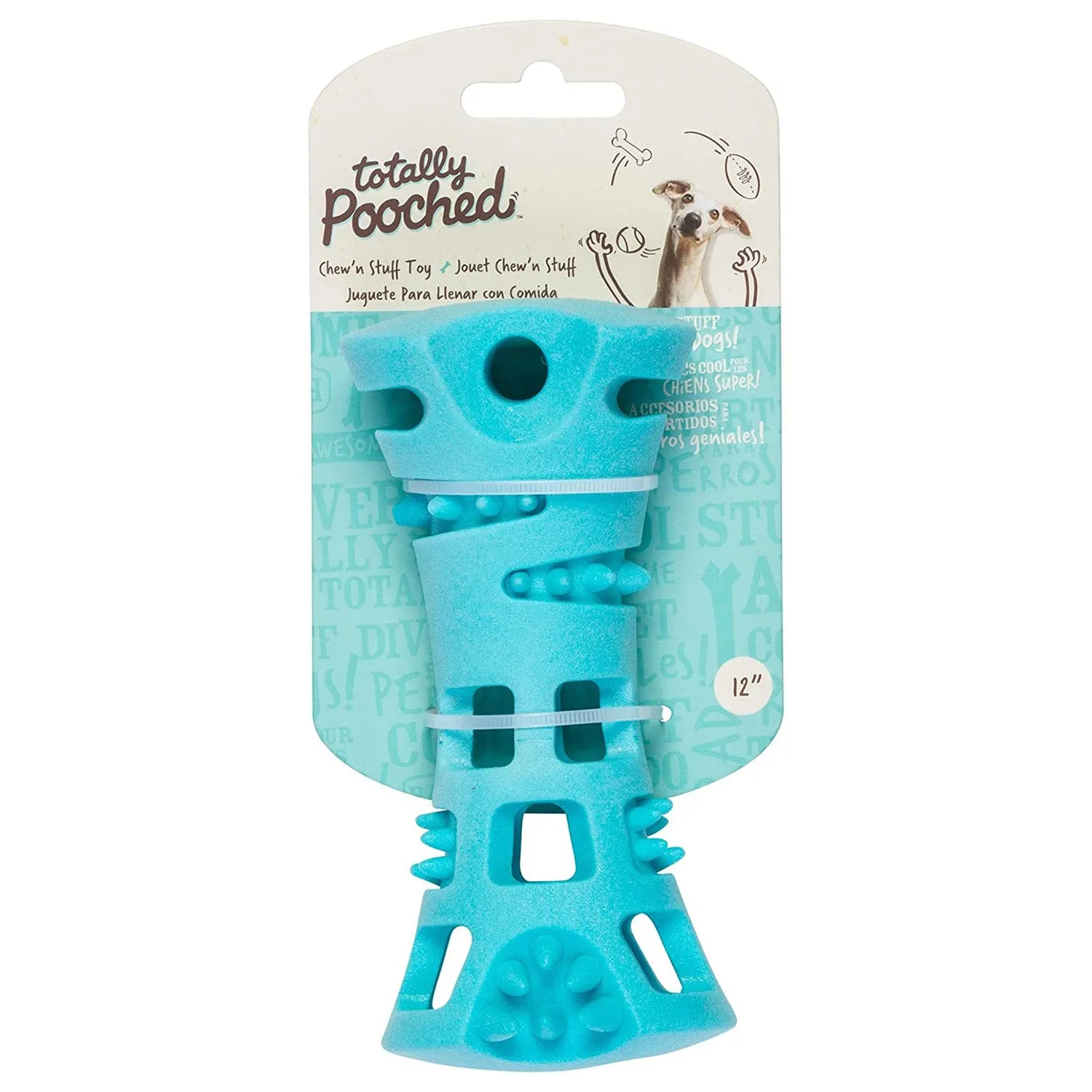 Totally Pooched Chew n' Stuff Foam Rubber Dog Toy (6-inch, Teal)