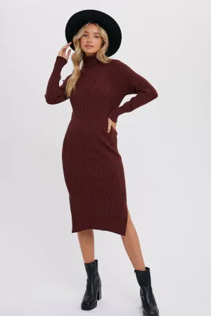 Turtleneck Ribbed Sweater Western Dress
