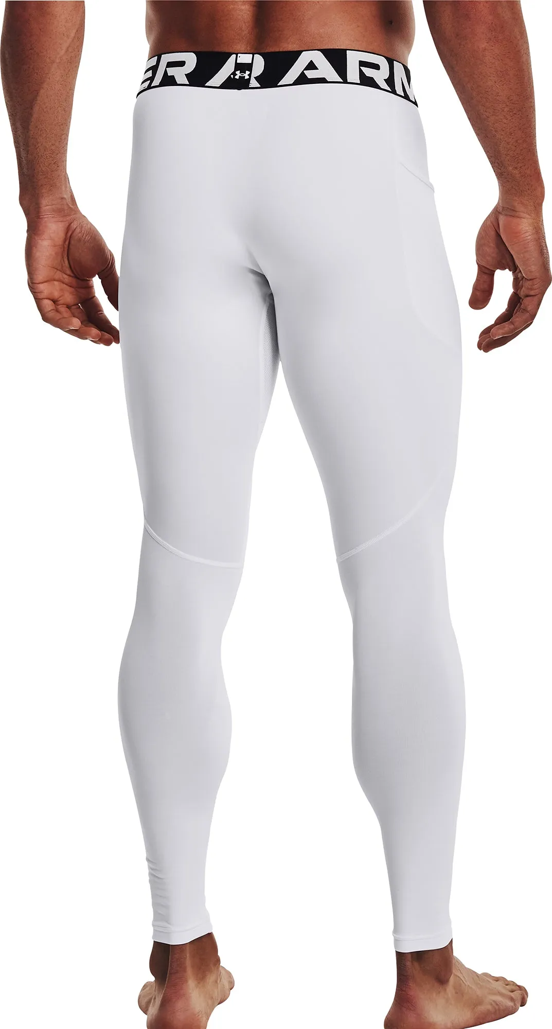 Under Armour ColdGear Compression Mens Long Running Tights - White