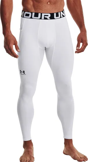 Under Armour ColdGear Compression Mens Long Running Tights - White
