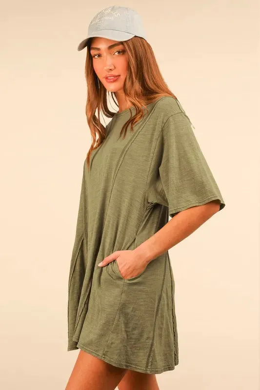 VERY J Mineral Washed Oversized Knit Comfy Romper