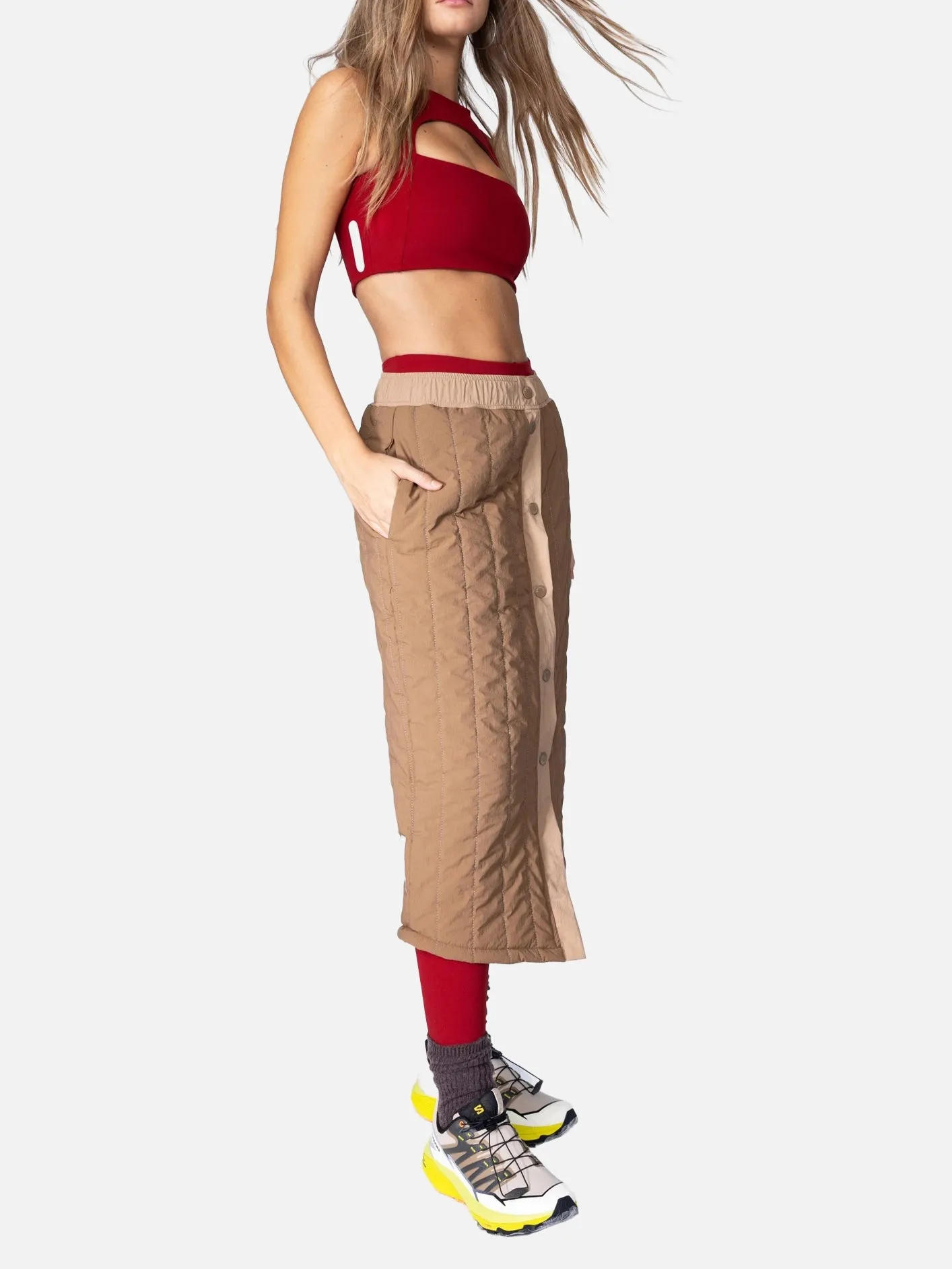 Warm Puffer Skirt - Flat White Brown