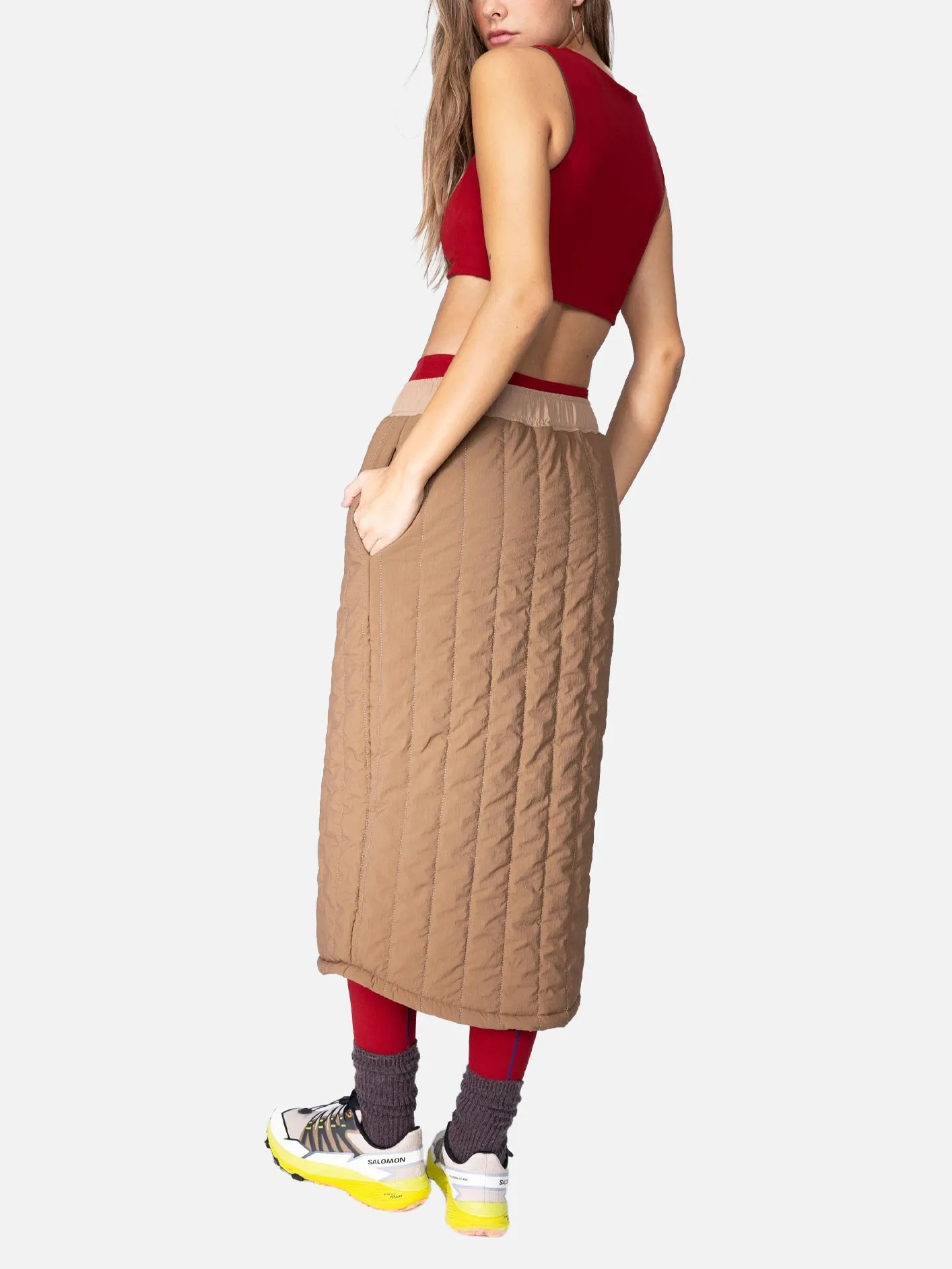 Warm Puffer Skirt - Flat White Brown