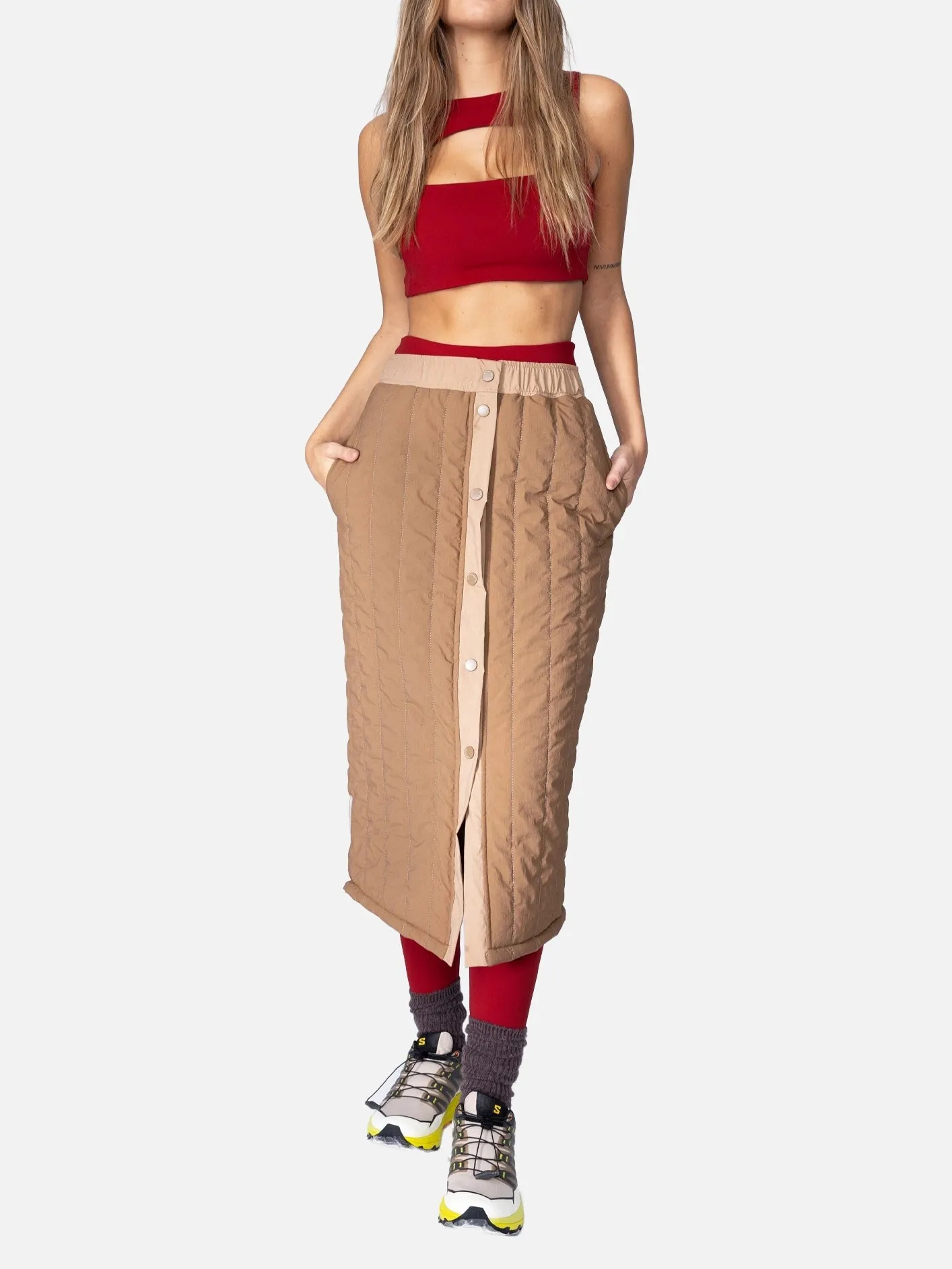 Warm Puffer Skirt - Flat White Brown