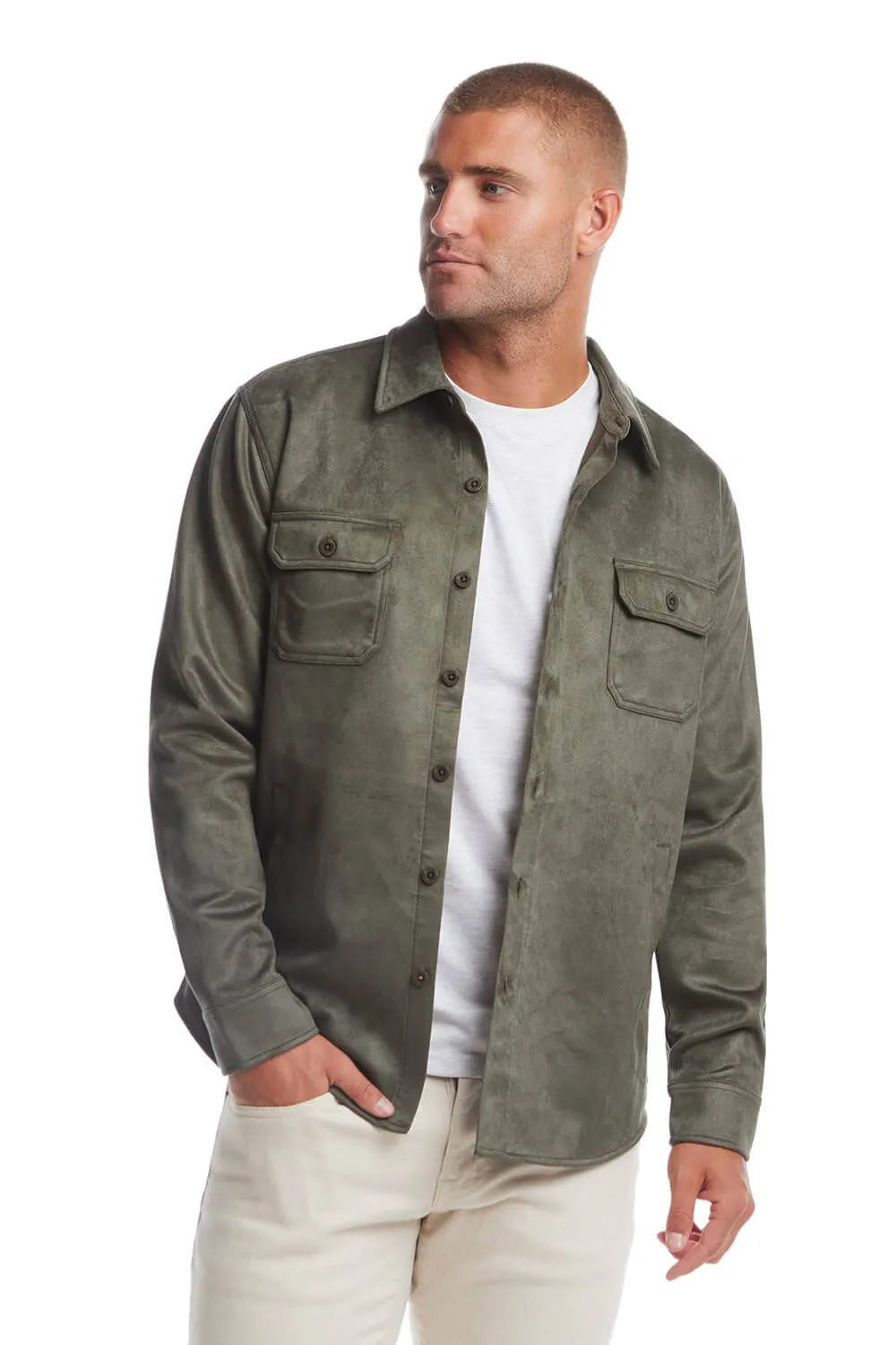 Weatherproof Vintage Suede Shirt Jacket for Men in Army | F2421367GK-ARMY