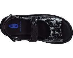 WOLKY JEWEL ANTHRACITE MINI CROCO PATENT LEATHER SANDAL