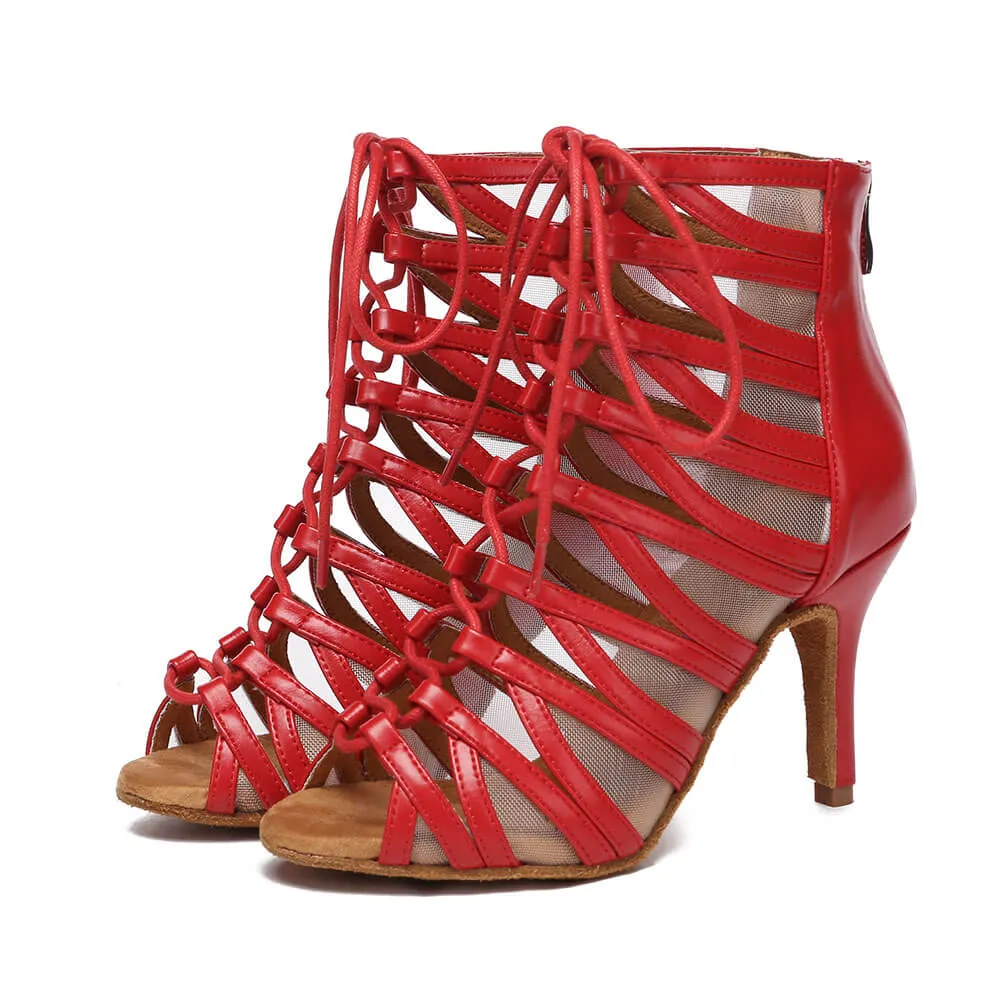 Women Open Toe Latin Ankle Booties
