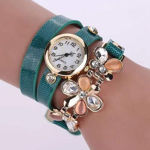 Women's Flower Design Watch With Fashion Design Band In 10 Colors!