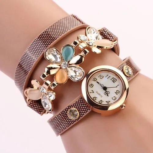Women's Flower Design Watch With Fashion Design Band In 10 Colors!