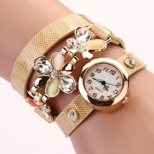Women's Flower Design Watch With Fashion Design Band In 10 Colors!