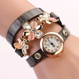 Women's Flower Design Watch With Fashion Design Band In 10 Colors!