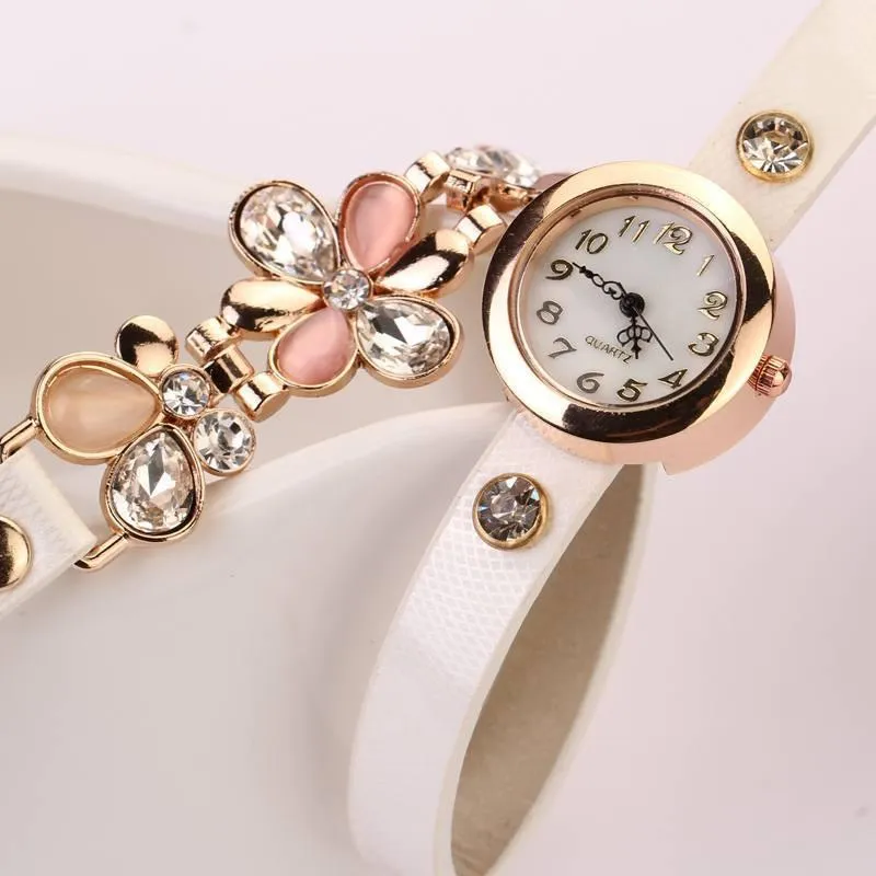 Women's Flower Design Watch With Fashion Design Band In 10 Colors!