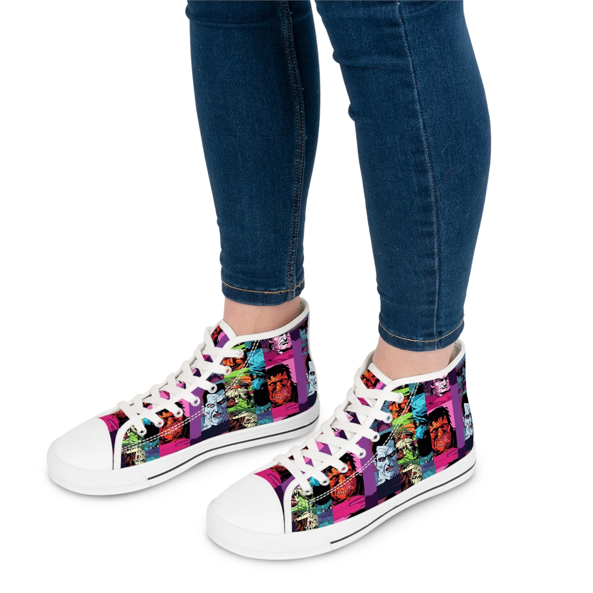 Women's High Top Sneakers - Spooky Monsters Anime Beta